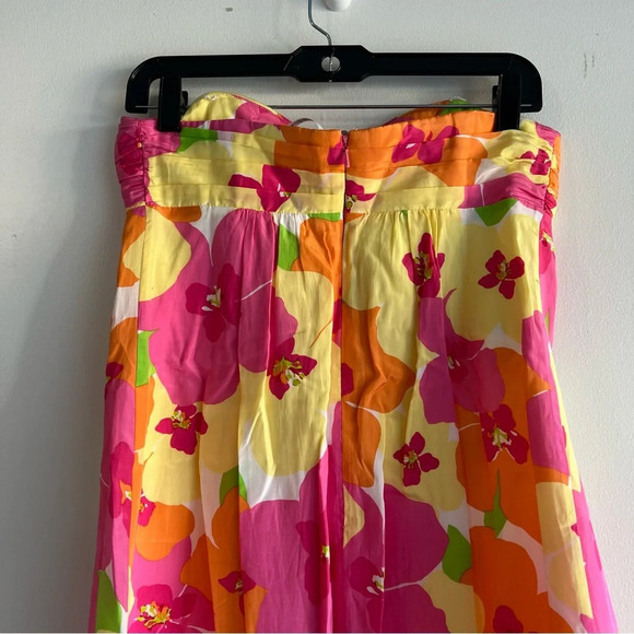 Lilly Pulitzer Hotty Pink Silk Floral Punch Ruffle Strapless Dress 22137 - Picture 4 of 6